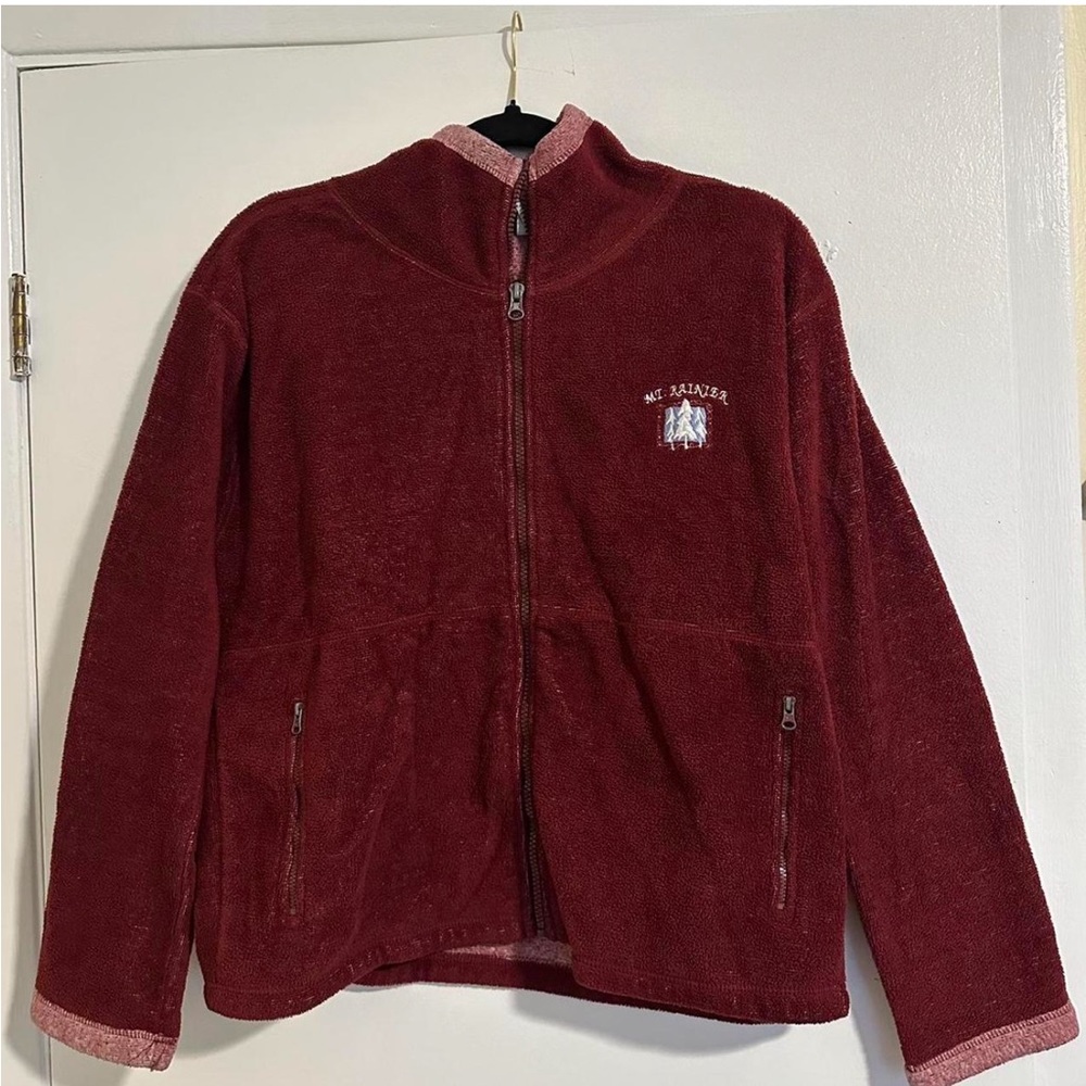 Vintage Mt Rainier National Park Size L Large Zip Up Sweater Jacket